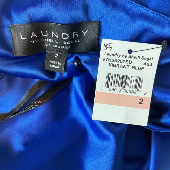 Colorful One Shoulder Chiffon Long Evening Gown Blue Size 2 Laundry Formal Dress - Picture 9 of 13